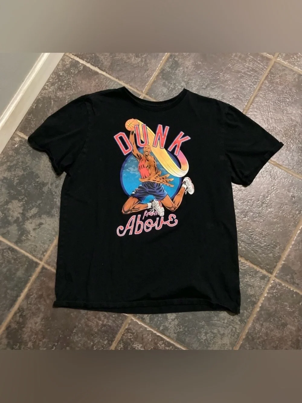 Jordan Black 'Dunk Above' Graphic Tee with Multicolor Print Men’s Size XL